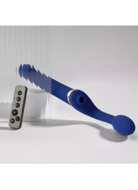 Синий безремневой страпон Multi Orgasm Bendable Strap-On size L с клиторальной стимуляцией - Strap-on-me - купить с доставкой в Твери