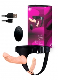 Женский страпон с 2 насадками, вибрацией и пультом ДУ - Erowoman-Eroman - купить с доставкой в Твери