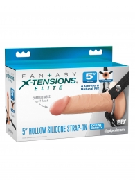 Телесный пустотелый фаллопротез 5’’ Hollow Silicone Strap-On - 14 см. - Pipedream - купить с доставкой в Твери