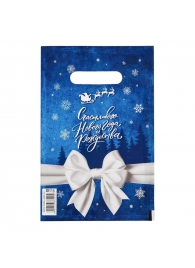 Сине-белый подарочный новогодний пакет с вырубной ручкой (20х30 см) - Сима-Ленд - купить с доставкой в Твери