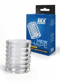 Прозрачная сквозная насадка на пенис с ребрышками - Sex Expert - в Твери купить с доставкой