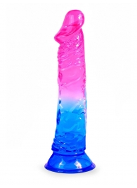 Яркий розово-синий фаллоимитатор с присоской - Erowoman-Eroman