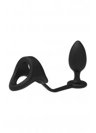 Черное эрекционное кольцо с анальной пробкой Cockstrap With Anal Plug - Dream Toys - в Твери купить с доставкой