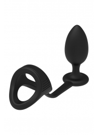 Черное эрекционное кольцо с анальной пробкой Cockstrap With Anal Plug - Dream Toys - в Твери купить с доставкой