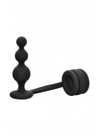 Черное эрекционное кольцо с анальной елочкой Cockring With Beaded Anal Plug - Dream Toys - в Твери купить с доставкой