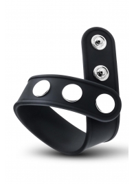 Черное эрекционное кольцо на кнопках - Blush Novelties - в Твери купить с доставкой