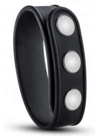 Черное эрекционное кольцо на кнопках - Blush Novelties - в Твери купить с доставкой