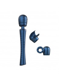 Синий вибромассажёр с насадками Man.wand Edgy - Manwan - в Твери купить с доставкой