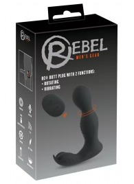 Черная анальная пробка с вибрацией, вращением и пультом ДУ RC Butt Plug with 2 Functions - Orion - в Твери купить с доставкой
