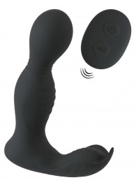 Черная анальная пробка с вибрацией, вращением и пультом ДУ RC Butt Plug with 2 Functions - Orion - в Твери купить с доставкой