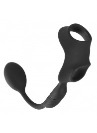 Черное виброкольцо с анальной пробкой Cock Ring with RC Butt Plug - Orion - в Твери купить с доставкой