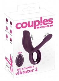 Фиолетовая насадка на член с клиторальным отростком и пультом ДУ RC Couple’s Vibrator 2 - Orion - в Твери купить с доставкой