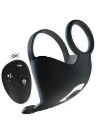 Черная вибронасадка для эрекции и стимуляции мошонки Cock ring with RC ball massager - Orion - в Твери купить с доставкой