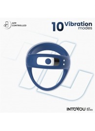 Синее интерактивное эрекционное виброкольцо Rank - Intoyou - в Твери купить с доставкой