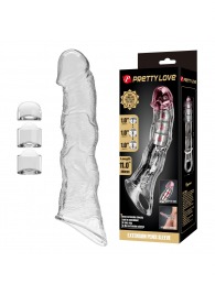 Прозрачный фаллоудлинитель с 3 вставками - 28 см. - Baile - в Твери купить с доставкой