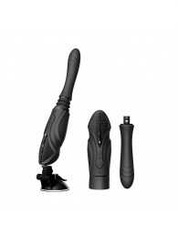 Черная секс-машина с функцией нагрева, насадками и присоской Sesh - Zalo - купить с доставкой в Твери