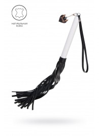 Плеть с белой рукоятью и чёрными хлыстами - 50 см. - Pecado - купить с доставкой в Твери