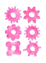 Набор из 6 розовых эрекционных колец с различным рельефом - Erowoman-Eroman - в Твери купить с доставкой