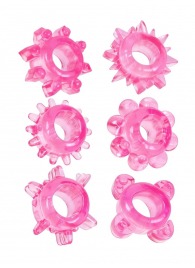 Набор из 6 розовых эрекционных колец с различным рельефом - Erowoman-Eroman - в Твери купить с доставкой