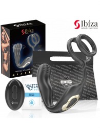 Черная анальная пробка с вращением и эрекционными кольцами - Ibiza - в Твери купить с доставкой