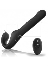 Черный безремневой страпон с вибрацией и возвратно-поступательными движениями - 24 см. - Ibiza - купить с доставкой в Твери