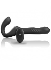 Черный безремневой страпон с вибрацией и возвратно-поступательными движениями - 24 см. - Ibiza - купить с доставкой в Твери