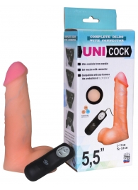 Фаллическая насадка Харнесс UNICOCK 5,5  с вибрацией - 17 см. - LOVETOY (А-Полимер) - купить с доставкой в Твери