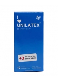 Классические презервативы Unilatex Natural Plain - 12 шт. + 3 шт. в подарок - Unilatex - купить с доставкой в Твери