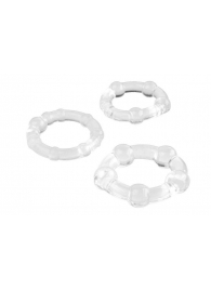 Набор из 3 прозрачных эрекционных колец с разным рельефом - A-toys - в Твери купить с доставкой