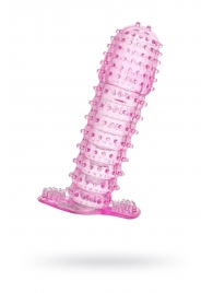 Гелевая розовая насадка с шипами - 12 см. - Toyfa Basic - в Твери купить с доставкой