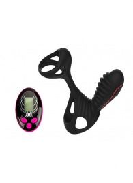 Чёрная насадка на фаллос Gladiator + LRS  с трехкнопочным пультом управления - Adrien Lastic - в Твери купить с доставкой