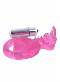 Розовая вибронасадка со стимулятор клитора   Язычок - Toyfa Basic - в Твери купить с доставкой