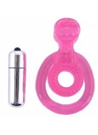 Розовая вибронасадка со стимулятор клитора   Язычок - Toyfa Basic - в Твери купить с доставкой