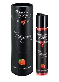 Массажное масло с ароматом клубники Huile de Massage Gourmande Fraise des Bois - 59 мл. - Plaisir Secret - купить с доставкой в Твери
