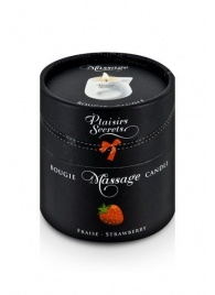 Массажная свеча с ароматом клубники Bougie de Massage Gourmande Fraise - 80 мл. - Plaisir Secret - купить с доставкой в Твери