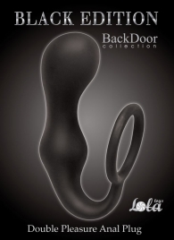 Чёрное эрекционное кольцо с анальной пробкой Double Pleasure Anal Plug - Lola Games - в Твери купить с доставкой
