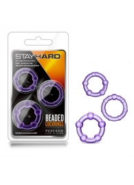 Набор из 3 фиолетовых эрекционных колец Stay Hard Beaded Cockrings - Blush Novelties - в Твери купить с доставкой