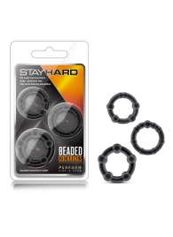 Набор из 3 чёрных эрекционных колец Stay Hard Beaded Cockrings - Blush Novelties - в Твери купить с доставкой