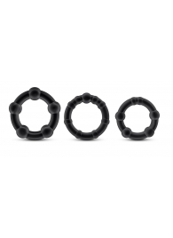 Набор из 3 чёрных эрекционных колец Stay Hard Beaded Cockrings - Blush Novelties - в Твери купить с доставкой