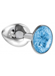 Малая серебристая анальная пробка Diamond Light blue Sparkle Small с голубым кристаллом - 7 см. - Lola Games - купить с доставкой в Твери