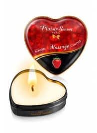 Массажная свеча с ароматом клубники Bougie Massage Candle - 35 мл. - Plaisir Secret - купить с доставкой в Твери