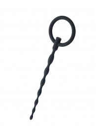 Чёрный уретральный плаг с кольцом - ToyFa - купить с доставкой в Твери