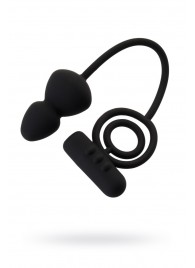 Чёрное эрекционное кольцо с вибростимулятором и анальным хвостом - Erotist Adult Toys - в Твери купить с доставкой