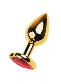 Золотистая анальная пробка с кристаллом-сердцем - 7,5 см. - ToyFa - купить с доставкой в Твери