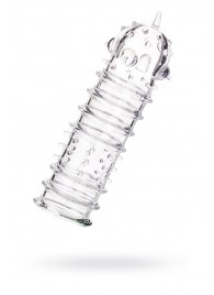 Прозрачная насадка на пенис TOYFA A-Toys с ребрами и точками - 15,3 см. - A-toys - в Твери купить с доставкой