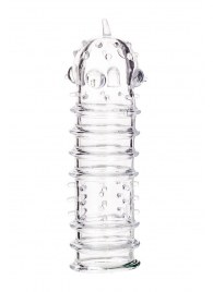 Прозрачная насадка на пенис TOYFA A-Toys с ребрами и точками - 15,3 см. - A-toys - в Твери купить с доставкой