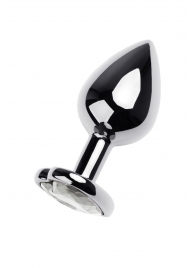 Серебристая анальная пробка с прозрачным кристаллом-сердцем - 8 см. - ToyFa - купить с доставкой в Твери