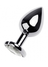 Серебристая анальная пробка с прозрачным кристаллом-сердцем - 8 см. - ToyFa - купить с доставкой в Твери