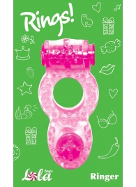 Розовое эрекционное кольцо с вибрацией Rings Ringer - Lola Games - в Твери купить с доставкой