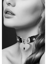 Черный чокер с замком в форме сердца - Bijoux Pour Toi - купить с доставкой в Твери